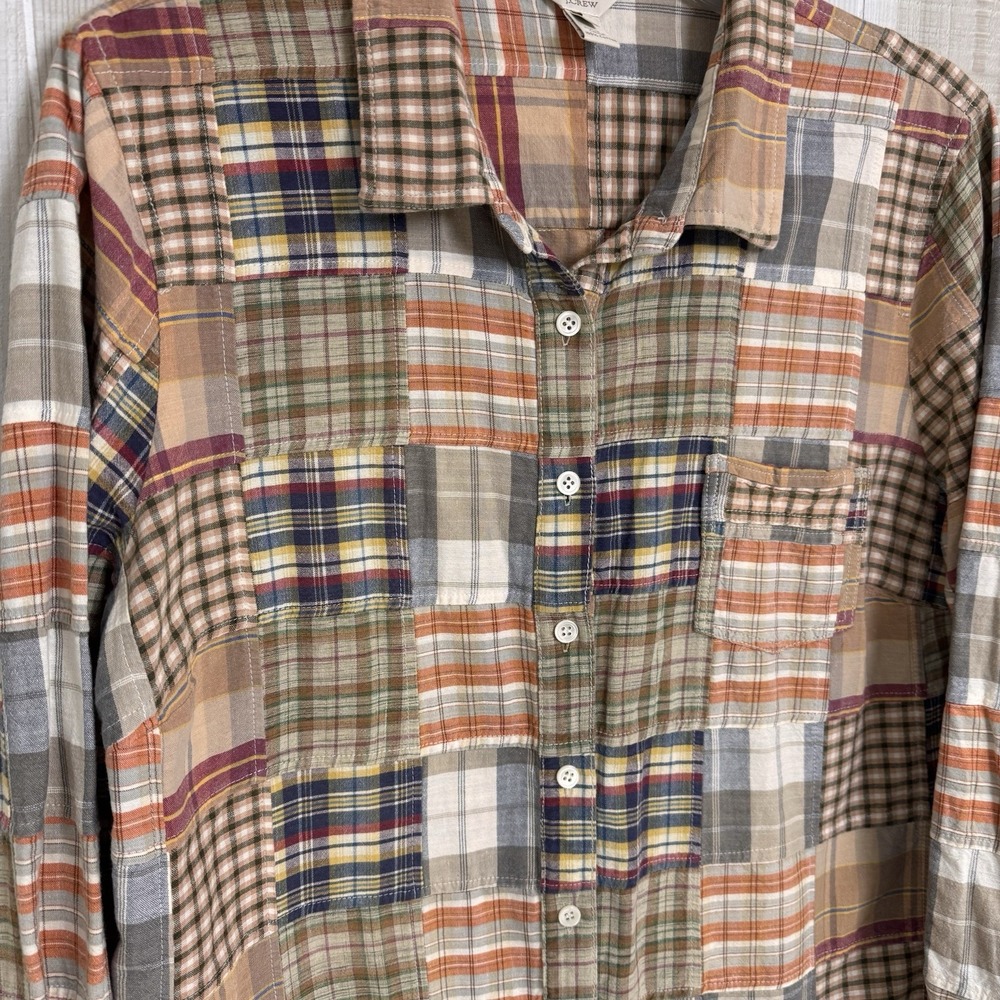 J. Crew Women's Patchwork Plaid Button Down Shirt… - image 3